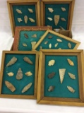 Group of 6 Boards of Various Unknown Arrowheads