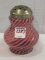 Cranberry Opalescent Swirl Sugar Shaker