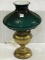 Electrified Brass Lamp w/ Emerald Green