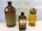 Lot of 3 Old Amber Bottles Including Globe