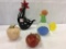 Lot of 4 Art Glass Pieces Including 2 Chickens