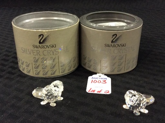 Lot of 2 Swarovski Silver Crystal Beavers