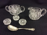 Group Including Cut Glass Creamer & Sugar, 3