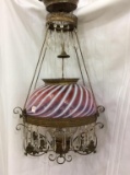 Hanging Victorian Electrified Kerosene Lamp