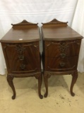 Pair of Matching Ornate Two Drawer Lamp Tables