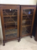 Matching Pair of Glass Door Bookcases
