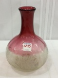 Cranberry to Frosted Glass Vase (Approx. 8 Inches