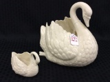 Lot of 2 Lenox Swans (Lg. One is 8 1/2 Inches