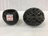 Lot of 2 Sm. Black Southwest Pottery Pieces