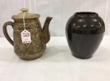 Lot of 2 Including Pottery Tea Pot-