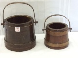 Lot of 2 Wood Sugar Buckets (No Lids)