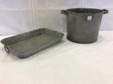 Lot of 2 Grey Graniteware Pieces Including