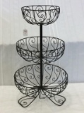 Black Paint Three Tier Wire Basket