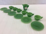 Set of Green Acro Agate Jadite Children's