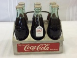 Vintage Coca Cola 6 Pack Holder w/ 6 Bottles