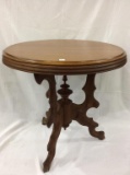 Ornate Pedestal Wood Round Lamp Table