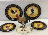 Group of Chicken Design Plates, Metal Chicken