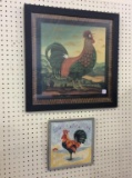 Lot of 2 Including Framed Chicken Print