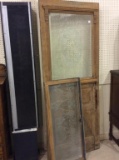 Antique House Door w/ Etched  Glass