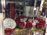 Very Lg. Group of Mostly Red Glassware Including