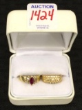 Lot of 2-14 K Gold Rings Including One