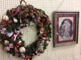 Lot of 2 Including Lg. Christmas Wreath