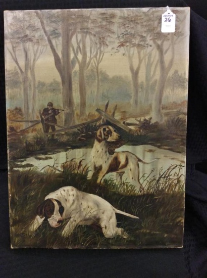 Hunting Scene Painting on Canvas  (Approx. 15 X 20)