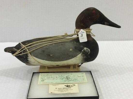 Bert Graves Canvasback Drake From Vorhies Rig &