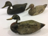 Lot of 3 Old Wood Duck Decoys (19)