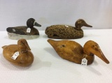 Lot of 4 Duck Decoys Including Cork