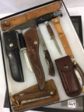 Lot of  6 Various Hunting & Folding Knives