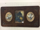 Three Section Antique Framed Fruit & Duck Design