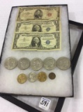 Coins & Paper Money Including 5 Dollar Red Seal