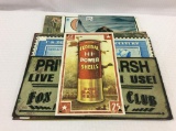 Lot of 7 Contemp. Tin Signs Including