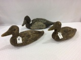 Lot of 3 Primitive Wisconsin Duck Decoys