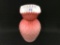 Pink & White Cased Glass Ruffled Edge Vase