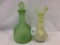 Lot of 2 Including Green Depression Satin Glass