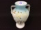 Blue Dbl Handled Vase w/ Floral Paint