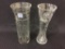 Lot of 2 Etched Glass & Lead Crystal Vases