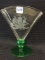 Steuben Green Base Fan Vase w/ Etched