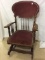 Red Upholstered Victorian Wood Platform Rocker