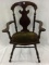 Antique Green Velvet Upholstered Chair