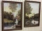 Lot of 2 Framed Stream & Mill Paintings-Designed