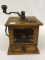 One Drawer Wood Coffee Grinder w/ Faded Paper