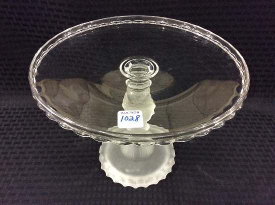 Frosted Three Face Pedestal Crystal Glass