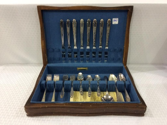 Set of Rogers Rose Pattern Silver Plate Flatware