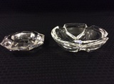 Lot of 2 Heavy Crystal Ashtrays Including