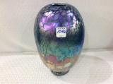 Multi Color Irridescent Art Glass Vase