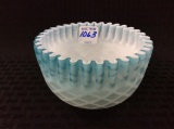 Sm. Blue & White Ruffled Edge Cased Glass