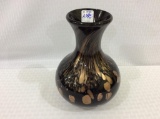 Heavy Art Glass Vase w/ Gold Stone